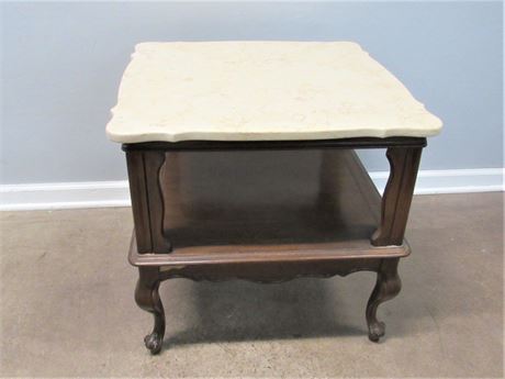 End/Side Table with Scallop Marble Top
