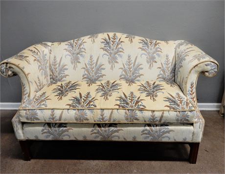 Laine of Hickory Wood Floral Fabric Loveseat