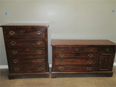 Vintage Colonial Style Pine "Open Hearth" Chest of Drawers and Dresser by Sears