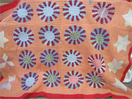 Hand Crafted Quilt, Multi-Colored Floral Design