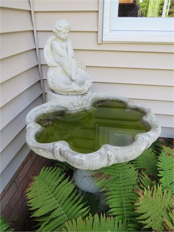 Concrete Cherub Garden Fountain