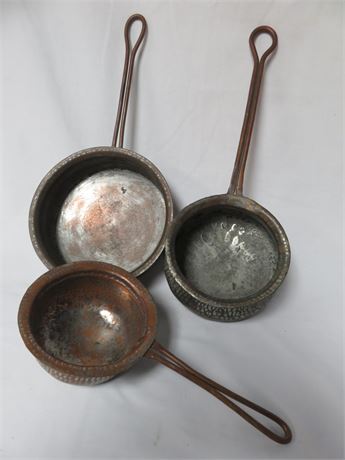 3-piece Vintage Hammered Copper Pot Set