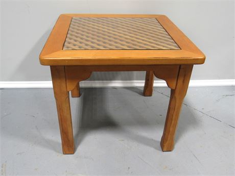 Square Side Table with Lattice Top with Glass Insert