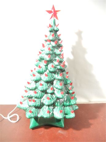 Vintage Style Lighted Christmas Tree Classic Musical Box Table Top