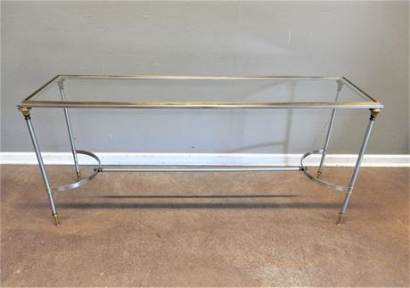 Contemporary Glass and Metal Console Table