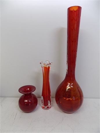 Amberina Red Vase Collection