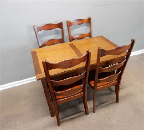 Two Tone Wood Table and Chairs