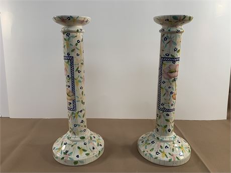 Pair of Ceramic Candlesticks Made in Italy