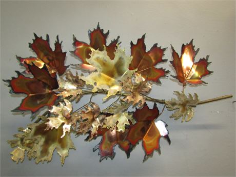 Handcrafted Metal Autumn Branch Wall Art, Signed by Artist