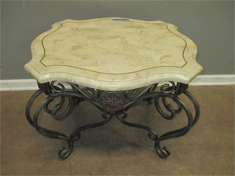 Fancy Wrought Iron Based Marble Top Table