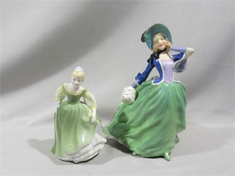 2 Vintage Royal Doulton Figurines - Fair Maiden & Autumn Breezes