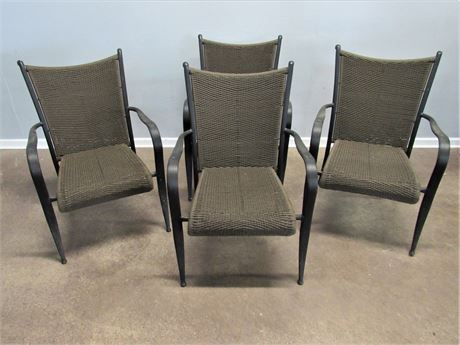 4 Stacking Synthetic Wicker Patio Chairs
