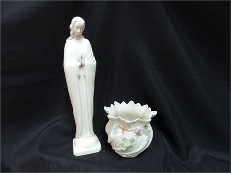 Religious Porcelain Figurine & Ceramic Decorative Belleek Pot from Ireland