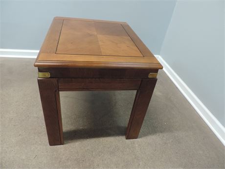 Vintage Lane Wood and Brass End Table
