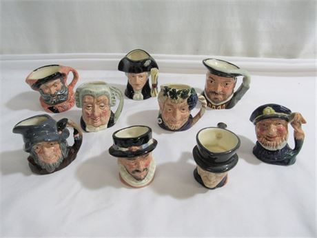 9 Vintage Royal Doulton Toby Mugs - Mini Mugs