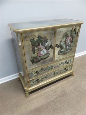 Victorian Style Mirrored Armoire Cabinet
